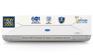 Carrier 1.5 Ton 3 Star Flexicool Inverter Split AC (Copper, Convertible 6-in-1 with Smart Energy Display, Insta Cool, Auto Clean, PM 2.5 Filter, 2026 Model, ESTER EDGE Gxi-CAI18EE3R36F0, White)