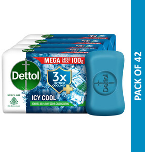 Dettol Icy Cool Bathing Soap Bar With 2x Menthol (case pack) (42 x 400 g)