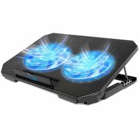 Fugen Laptop Cooling Pad Compatible for HP Dell Lenvo Toshiba Asus Acer etc Support Upto 15.6"" inch with Dual Fan/USB Port Height Adjustable/Blue LED Lights (Black)