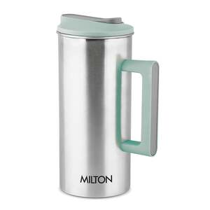 Milton Citrine 1600 Stainless Steel Water Jug for Dining Table (1550 ml) Teapot, One Touch Flap Snap Fit Lid Easy Pour Wide Mouth, Pitcher Mocktails Juice Serving Jar for Home Office, Green