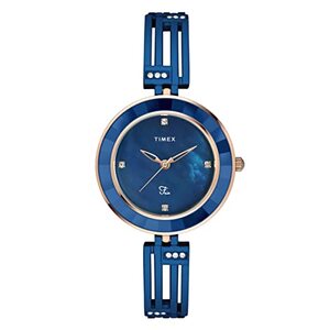 TIMEX Fria Analog Watch for Women with Mother of Pearl Round Dial & Blue Brass Bracelet Band Water Resistant Women's Wrist Watches - TWEL16203
