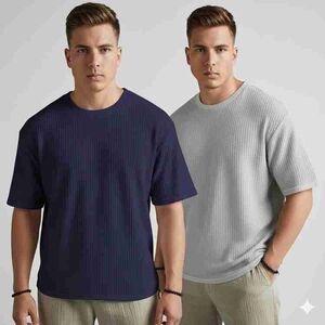 BUTZKE Self Design Men Grey, Blue T-Shirt
