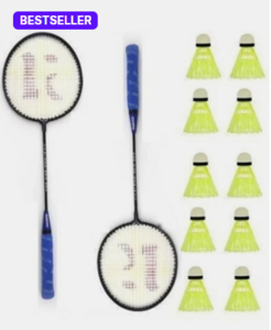 CLOVERBYTE Badminton kit Set Of 2 Piece Racquet with 10 Shuttles