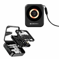 Zebronics 15W Magsafe Wireless Charger, Cleaning Kit, 60W Data Cable Kit - Type C, Micro USB, Lightning, USB A Converters, Mobile Stand, Pocket Mirror, 7 Cleaning Tools (Travmate 100)