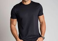 Men Solid Crew Neck Polyester Black T-Shirt