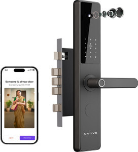 NATIVE By Urban Company Lock Pro with Camera Unlock & Doorbell Connect | 7-Way Unlock |Free Installation Smart Door Lock