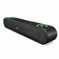 GOVO GoSurround 220 16W Bluetooth Sound bar, 2000 mAh Battery, 2.0 Channel with 52mm Drivers, Multicolor LED Lights with TWS, AUX, Bluetooth and USB (Platinum Black)