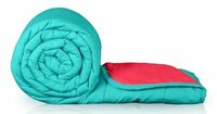 Zinnia Ultra Soft Microfibre Reversible Comforter- Single 150 X 230 Cm, Red and Bright Aqua., 200 TC(Solid - Vibrant)