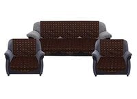 Kuber Industries Floral Sofa Cover 5 Seater|Cotton Sofa Cover 3 Seater and 2 Seater|Full Cover Set for Couch Seat|Pack of 6 (Brown)