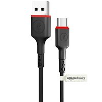 amazon basics TPE USB-A to Type C Cable, Tangle-free with 3A Rapid Charging & 480 Mbps Data Transmission (Black), 1M, Usb Cable