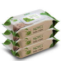 NOVEL Baby Wet Wipes with Alovera extract 72 Sheets with LID(Pack of 3)