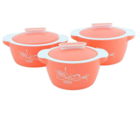 JioMart - Paras Hot Bite Assorted Plastic & Steel Insulated 3 Piece Casserole Set (0.7 L + 0.9 L + 1.3 L)(location specific)