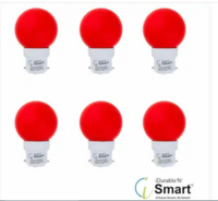 Smart Red Led Night Light Bulbs B22 base 0.5 Red Light - Pack of 6 