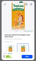 Tropicana Mixed Fruit Delight Juice at 90% off