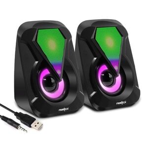 FRONTECH 2.0 USB Computer Speakers, 10W, RGB Lights, AUX & USB Powered with Volume Control, Compatible with Laptop, PC & Mobile (SPK-0004)
