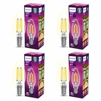 Philips E14 Clear Candle 400-Lumen Decorative Wall Lights (4W, Warm White, Pack of 4)
