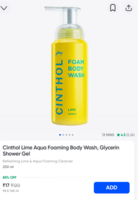 Cinthol Lime Aqua Foaming Body Wash, Glycerin Shower Gel 200ml on Instamart:
Available In Mumbai check yours 
