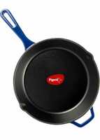 Pigeon Imperi Cast Iron Fry Pan/Skillet, Free Silicone Grip, Pre-Seasoned,100% Healthy & Toxin-Free, Naturally Nonstick Frying Pan, Makes Food Tastier, Strong & Durable, Gas & Induction, Frypan 22cm 