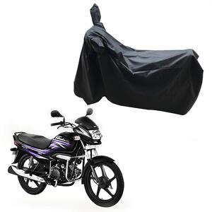 Oshotto Dust and Water Proof Double Mirror Pocket Leatherite Bike Body Cover Compatible with Hero Splendor (Black)