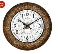 RoyalsCart 16" Metal Wall Clock (Antique Golden) at ₹2,199 (71% Off) | Amazon