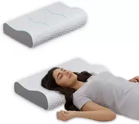 Dr. Mashur Orthopedic Memory Foam Pillow, Ergonomic Cervical Contour Breathable Design, Cooling Soft Cushion for Neck and Shoulder Support, Washable Cover, Dual Height 6cm & 9cm, Grey