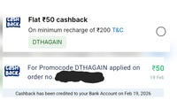 Paytm- Flat 50rs off on 200rs Dth recharge limited time offer
