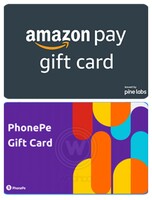 Woohoo - Amazon Pay Gift Card / PhonePe Gift Card at 80% off [₹5 deno at ₹1] [Any one]