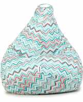  Amazon Brand Solimo Premium Canvas Fabric Bean Bag, Filled with Beans | Capacity: Upto 6' Height, 100 KG Weight | 2XL | Chevron Stripes Printed | Black 