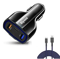 Dyazo 3 Port 36 W Turbo Car Charger QC Charging Compatible for All Qualcomm 3.0 Devices and Normal Charging for All Mobile Phone with Type c Cable