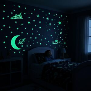 Wall1ders Fluorescent Night Glow in The Dark Stars (Pack of 4 Sheets)