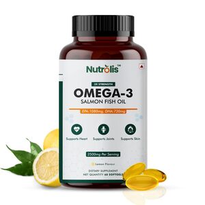 Omega-3 Salmon Fish Oil Capsules 2500mg – Lemon Flavour – 60 Softgels
