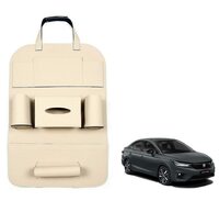 Oshotto Car Backseat Storage Organizer Phone Holder,Multi-Pocket for Bottles, Tissue Boxes,Kids Toy Storage and Great Travel Accessory Compatible with Honda City 2020 (Beige)
