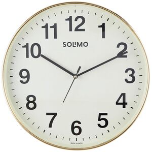 Amazon Brand - Solimo Round Office Wall Clock | Plastic | Silent Sweep Movement | 12 Inch | Ivory-Analog