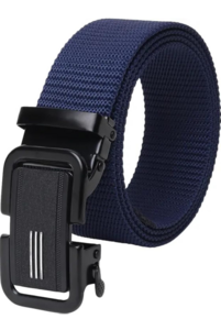 Bazaar : Nylon Canvas Belt with Automatic Buckle, Navy Blue