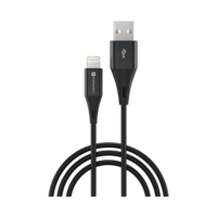 Portronics Konnect B Plus 8 Pin USB Cable Nylon Braided 8 Pin USB Cable With Metal Heads - Black 