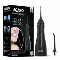 AGARO Ultra Oral Irrigator IPX7 Waterproof, 200ml Water tank, Flossing at Home & Travel, Black
