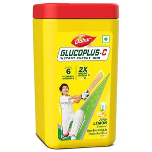 Dabur Glucoplus-C Instant Energy Glucose Powder (Lemon), 400g | Replenishes Energy | 20% More Glucose | With Vitamin C & Calcium