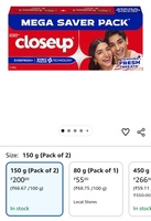 Closeup Everfresh+ Anti-Germ Gel Toothpaste Red Hot 150 g (Pack of 2) at 50% off