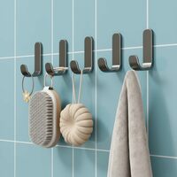 amazon basics Heavy Duty Metal Wall Hooks for Hanging Set of 5 | Strong Adhesive Wall Hook No Drill | Self Adhesive Wall Hooks | Wall Hanger Hook for Bathroom, Kitchen, Entryway | Wall Hanging Hooks