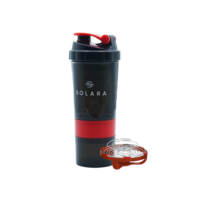 Solara Gym Protein Plastic Shaker (650 ml, Red & Black)