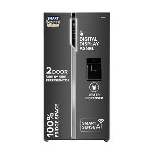 Haier SmartChoice 596L 3Star 2-Door Water Dispenser Side by Side Frost Free Refrigerator|Convertible|Smart Sense AI | Expert Inverter|Digital Display Panel 