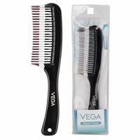 Vega Detangling Comb with 2 Row Teeth for Women & Men | Wide Tooth Anti-Static Hair Comb for Smooth & Frizz-Free Styling | Hair Comb for All Hair Types | (India's No. 1* Hair Brush Brand) | (1265)