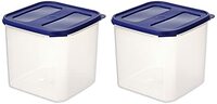 Amazon Brand - Solimo Square Modular Plastic Container, Set of 2, 4.5 Litres, Blue
