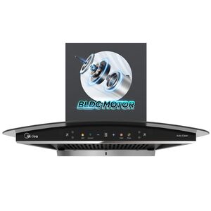 Midea 60 cm 1600 m3/hr BLDC, Filter-less, Wi-Fi enabled, intelli- Autoclean, 9 speed kitchen Chimney, Free Installation Kit (Megan Auto Clean), Black
