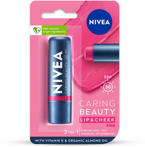 Nivea Lip Caring Beauty Pink Lip Balm | Lip & Cheek Tint with SPF 30 Pink (Pack of: 1, 4.8 g)