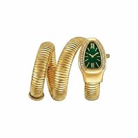 Serpentine Snake Watch for Woman with Spiral Bracelet, Green Dial Watch for Woman with Quartz, Stylish Analog Waterproof Serpenti Watches Women