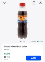 Sosyo Mixed fruit drink 250 ml at 75% off || Mumbai 421***