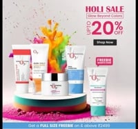O3+ Skincare Holi Sale – Up to 20% Off + Free Full-Size Freebie on Orders Above ₹2499