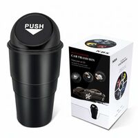 KBS DustBin For Car Accessories (PACK OF 1) with Black Push-Lid Design for Office Home Kithcen Automotive Cup Holder Garbage Can Mini Trash Can Multi-Purpose Bucket 20cm small Stylist Black