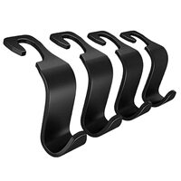XML Car Organizer Plastic Hook Hanger for Holding Handbag Coat Purse Bag Water Bottle Umbrellas Cap and More. Suitable for All car (Black- Pack of 4), Standard, (XCH)